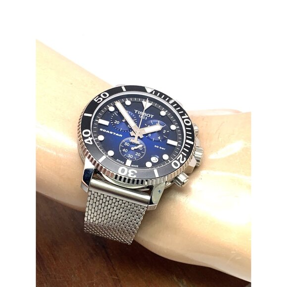 Tissot Men's Watch Seastar Chronograph Swiss Quartz Blue Black T1204171104102 - Picture 5 of 14